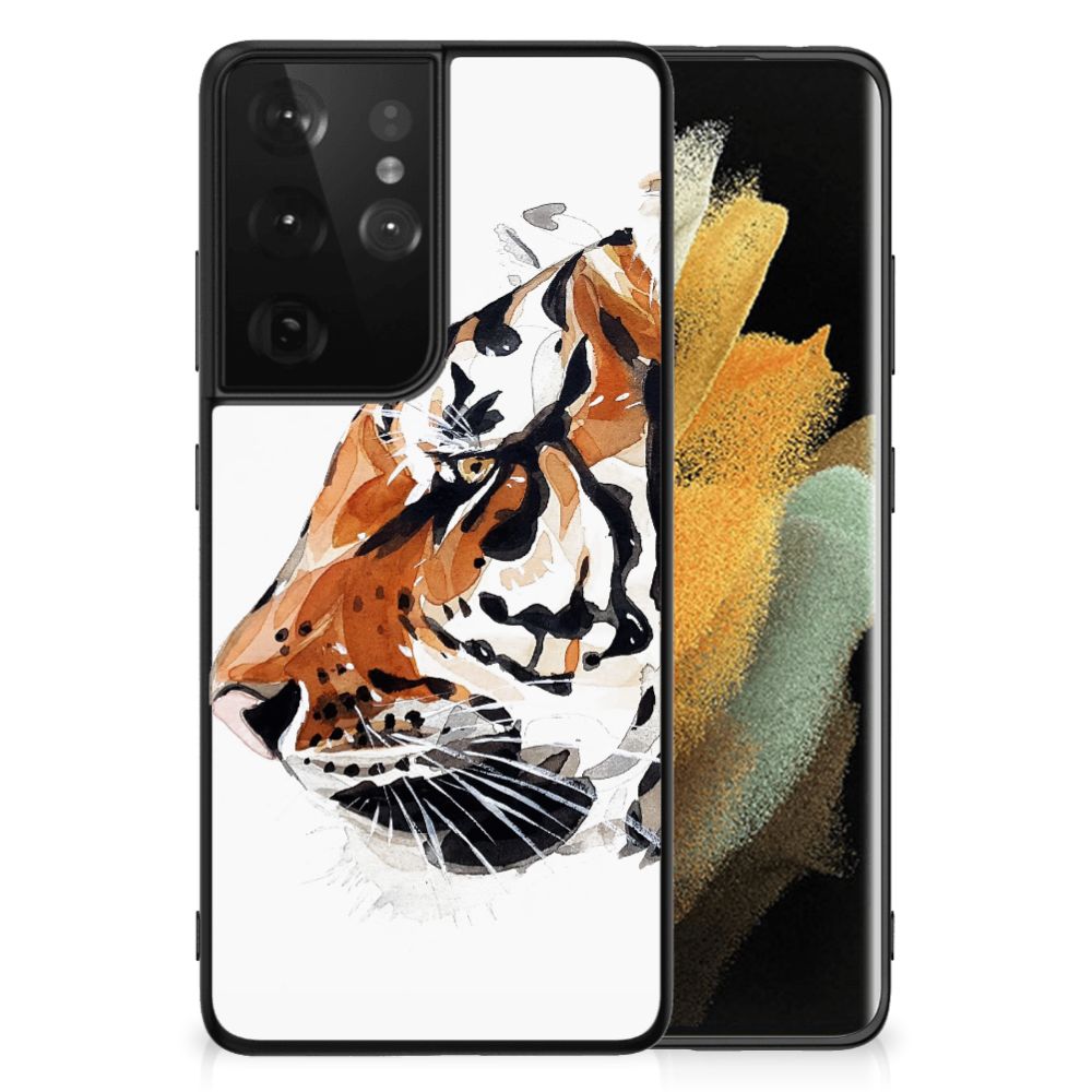 Kleurrijke Telefoonhoesje Samsung Galaxy S21 Ultra Watercolor Tiger