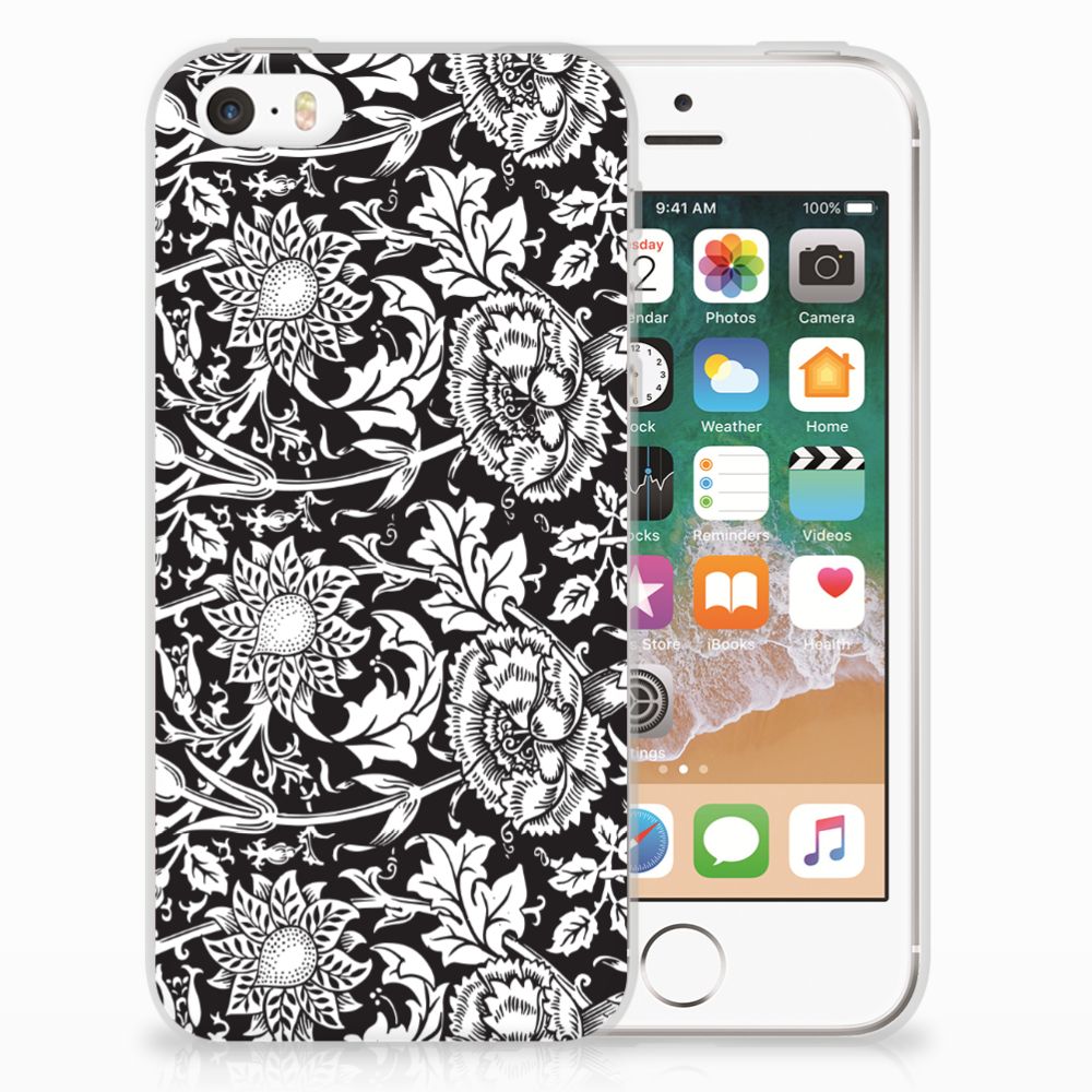 Apple iPhone SE | 5S TPU Case Black Flowers