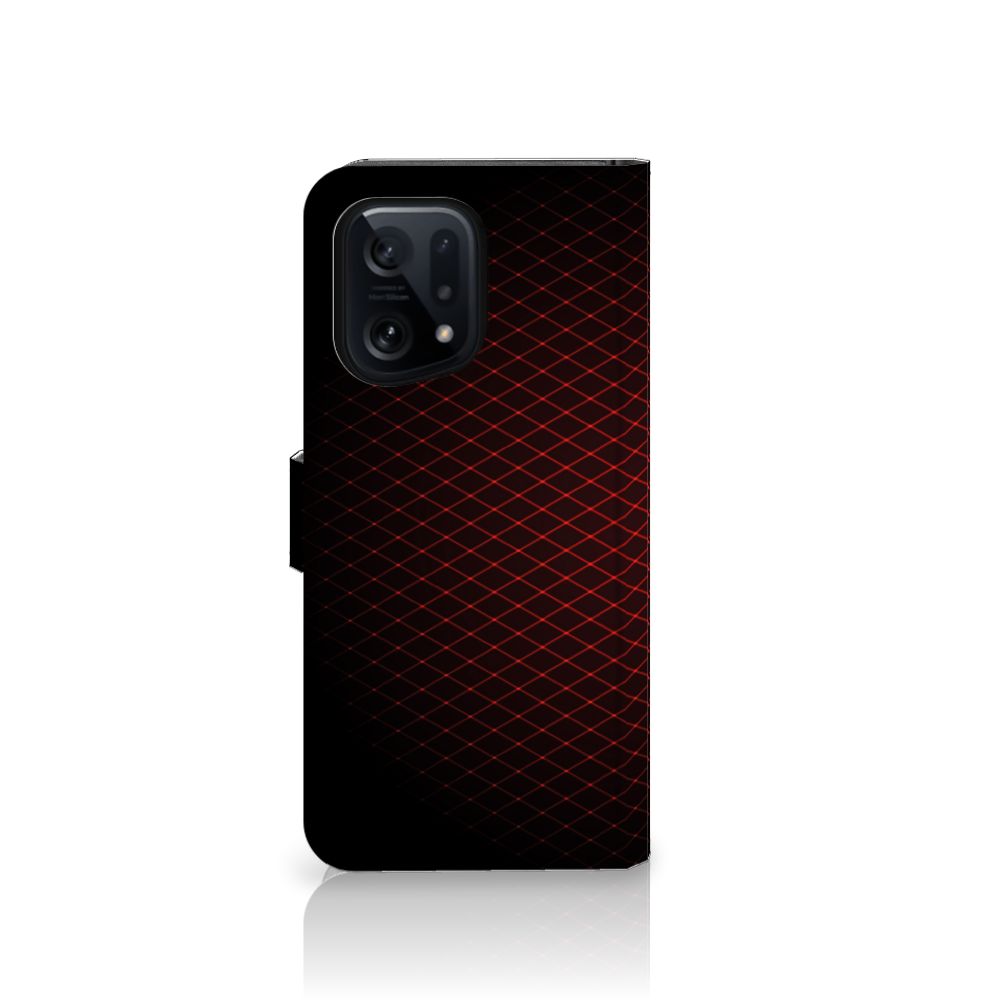 OPPO Find X5 Telefoon Hoesje Geruit Rood met geometrisch patroon en minimalistisch design.