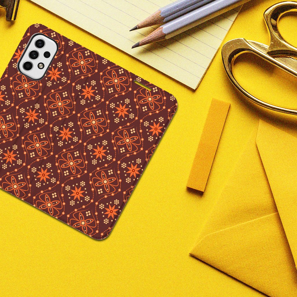 Samsung Galaxy A23 Hoesje met Magneet Batik Brown - B2C Telecom