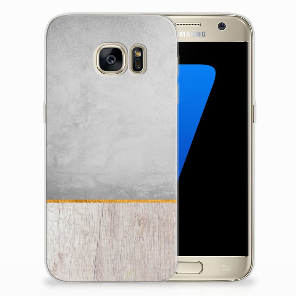 Samsung Galaxy S7 Bumper Hoesje Wood Concrete
