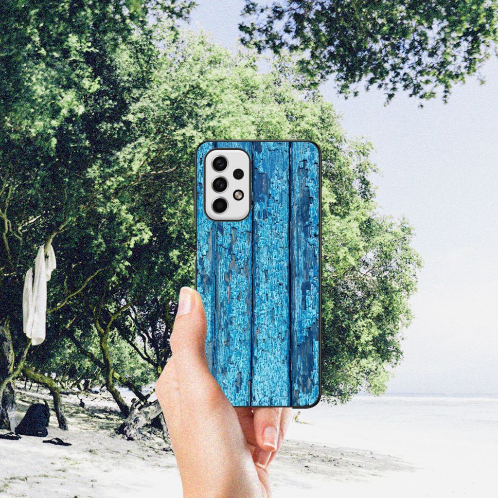 Samsung Galaxy A23 Houten Print Telefoonhoesje Wood Blue B2C Telecom