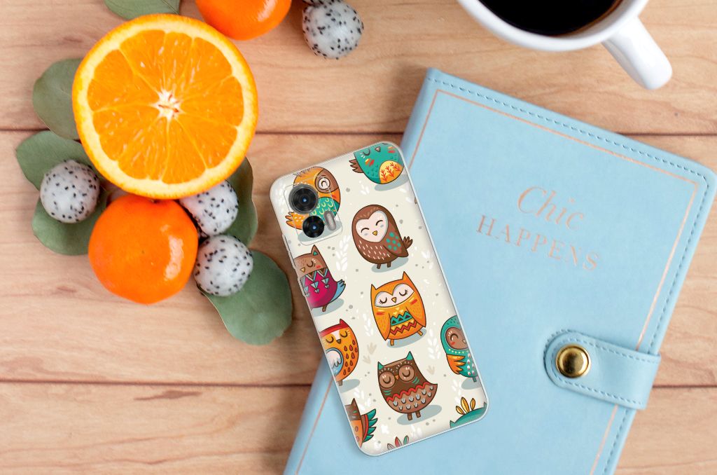 Motorola Edge 30 Neo TPU Hoesje Vrolijke Uilen B2C Telecom