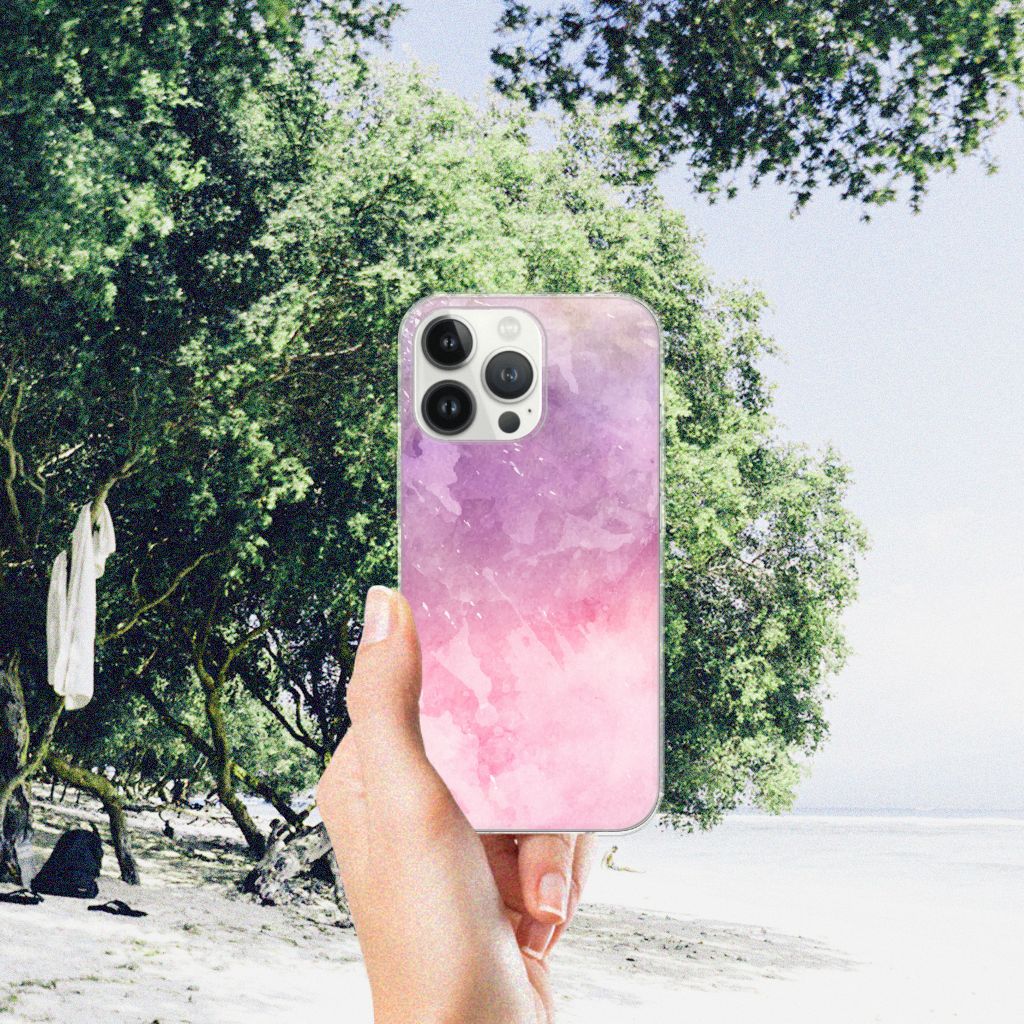 Hoesje maken iPhone 13 Pro Max Pink Purple Paint met een schilderachtig ontwerp in een natuurlijke omgeving.
