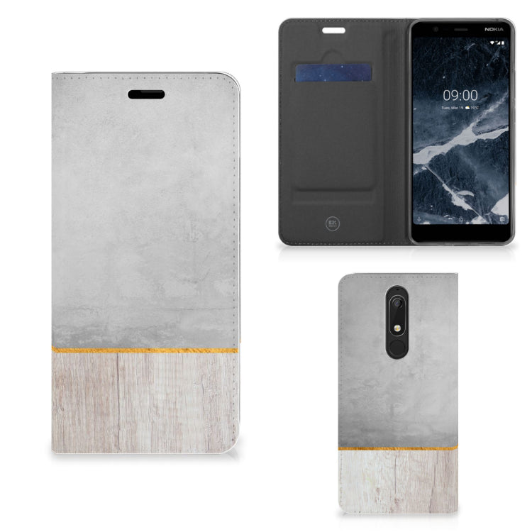 Nokia 5.1 (2018) Book Wallet Case Wood Concrete