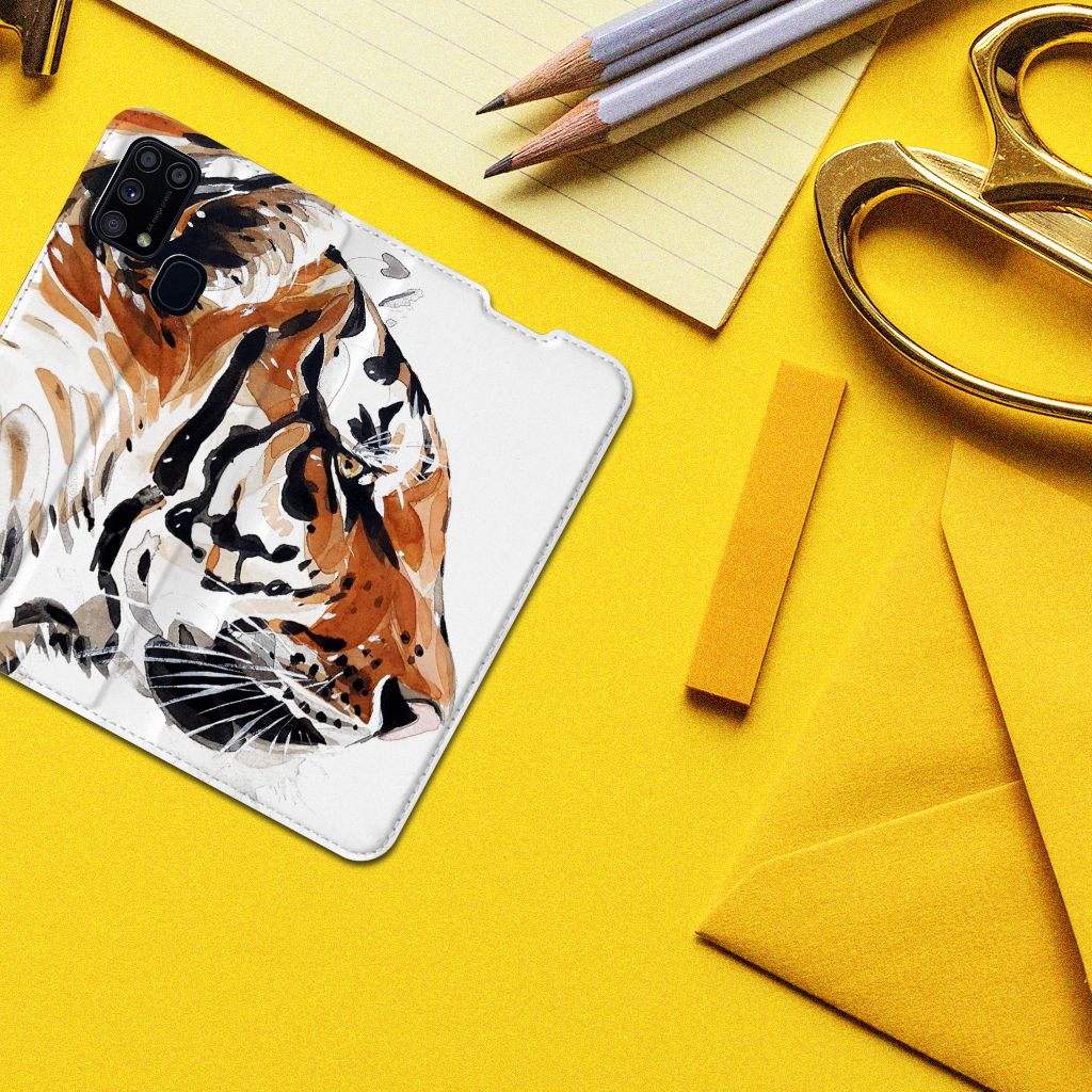 Bookcase Samsung Galaxy M31 Watercolor Tiger - B2C Telecom