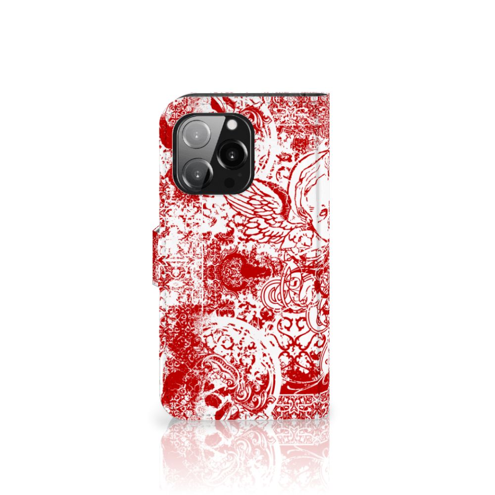 Telefoonhoesje met Naam iPhone 13 Pro Angel Skull Rood