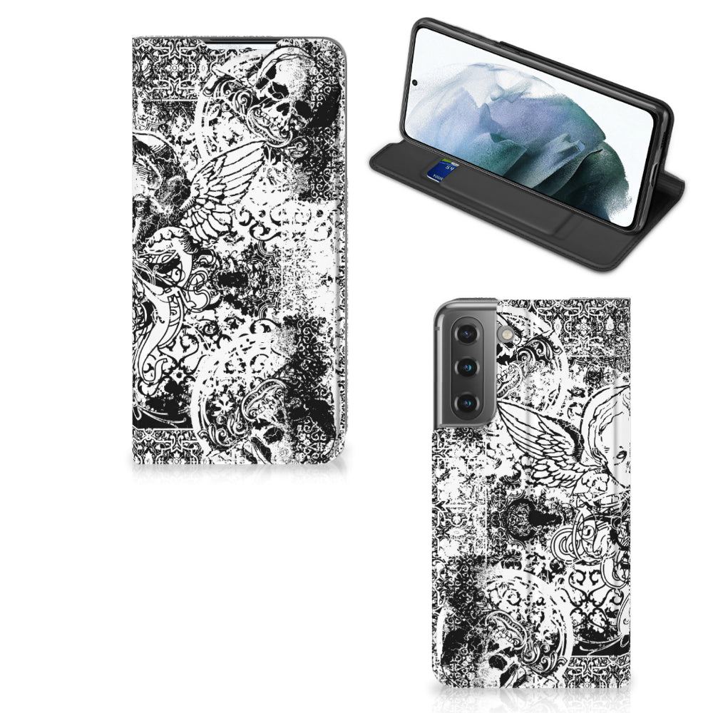 Mobiel BookCase Samsung Galaxy S21 FE Skulls Angel
