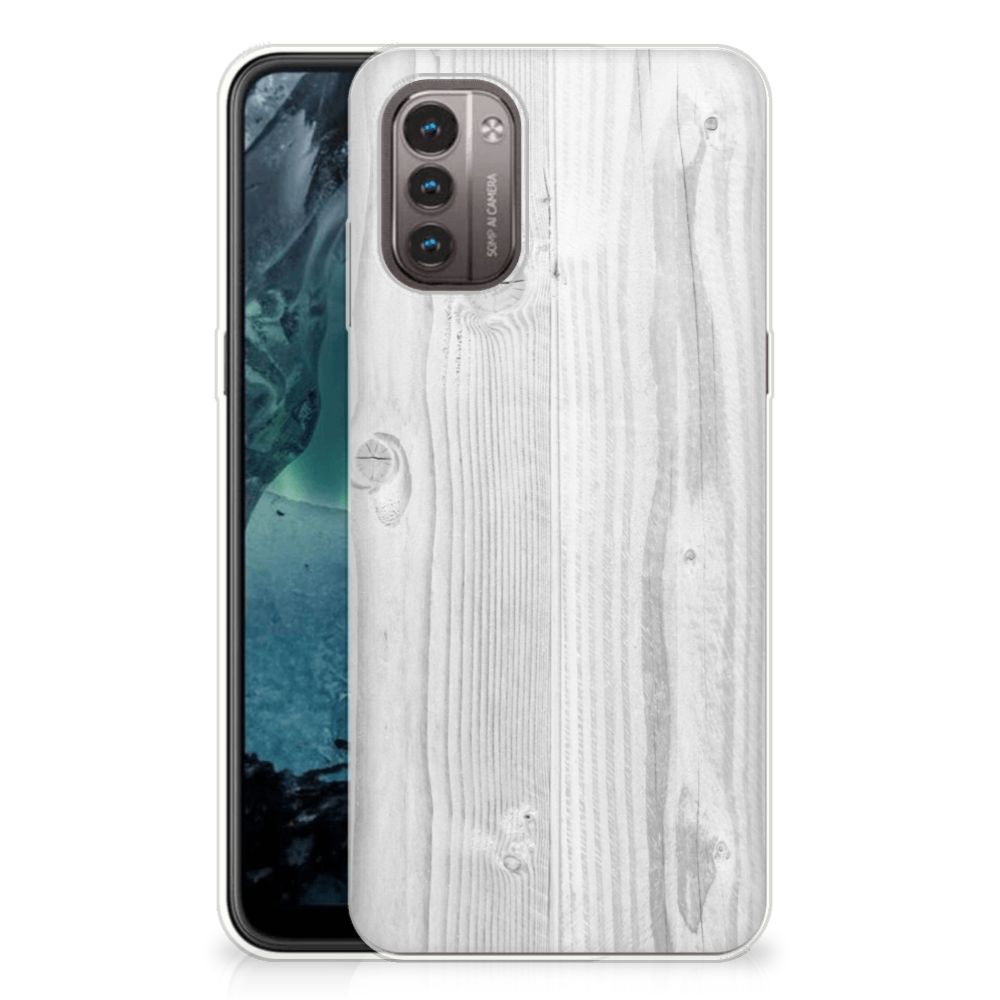 Nokia G21 | G11 Bumper Hoesje White Wood