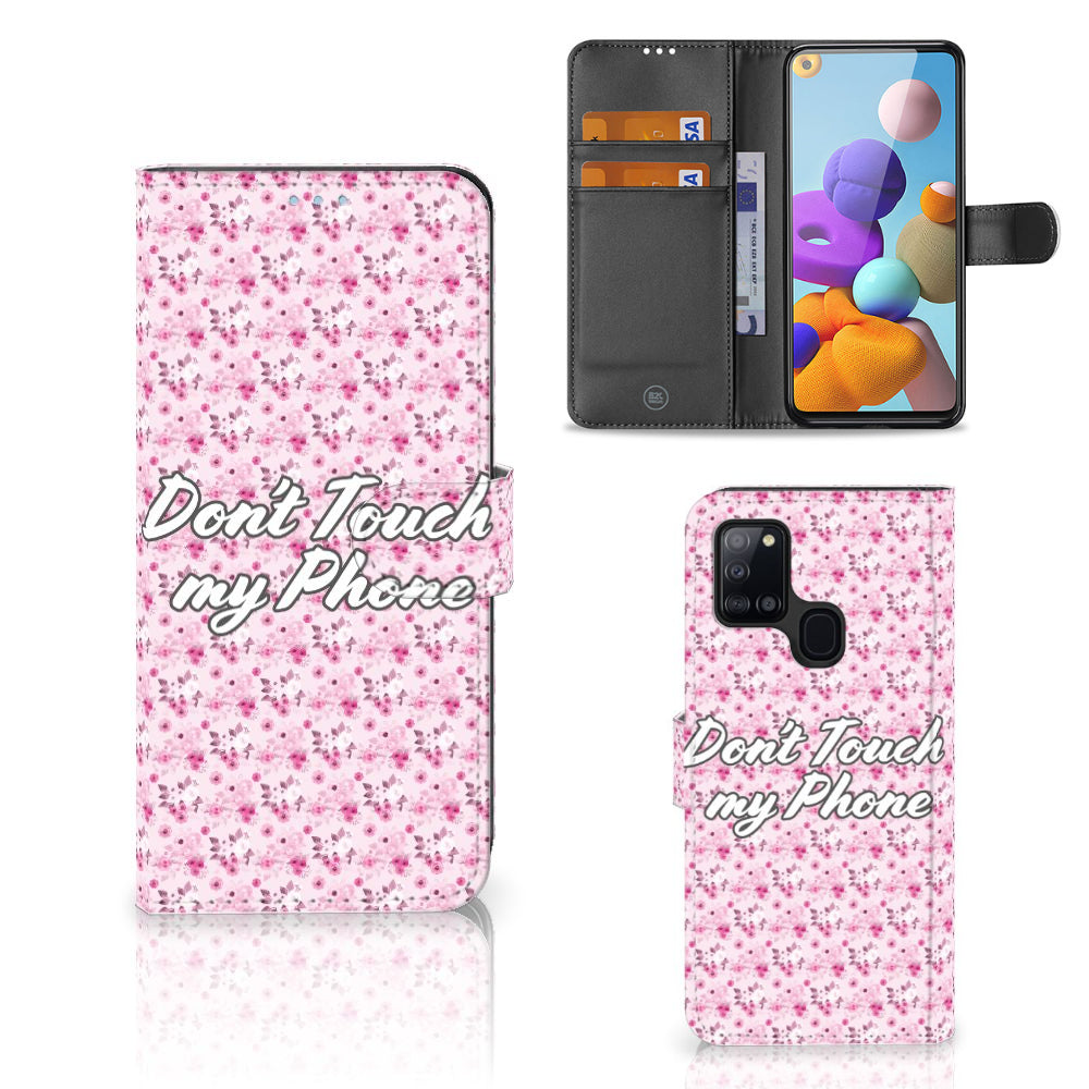 Samsung Galaxy A21s Portemonnee Hoesje Flowers Pink DTMP