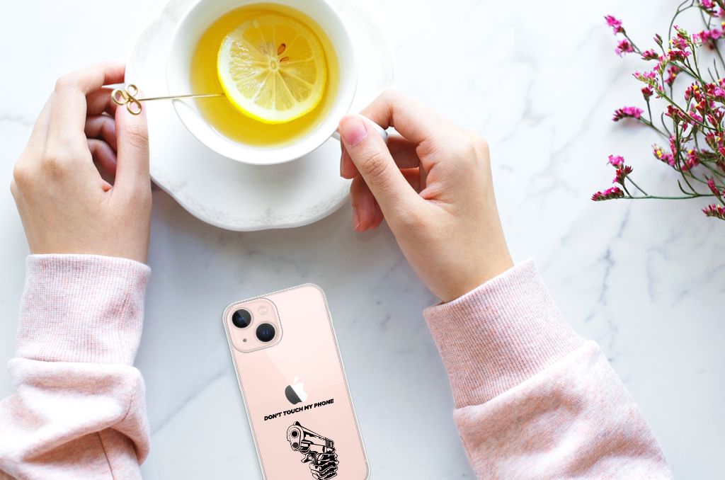 iPhone 13 mini Silicone-hoesje Gun Don't Touch My Phone B2C Telecom