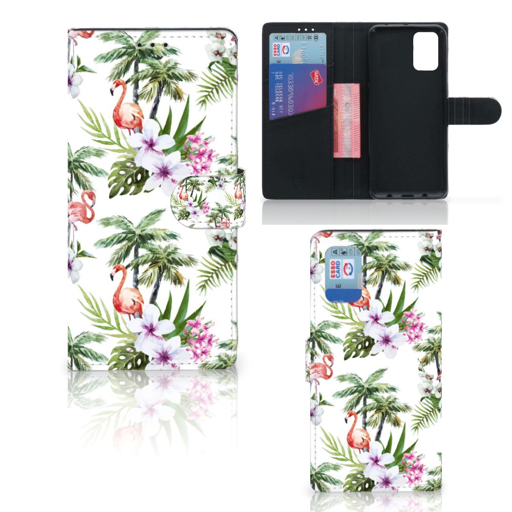 Samsung Galaxy A02s | M02s Telefoonhoesje met Pasjes Flamingo Palms