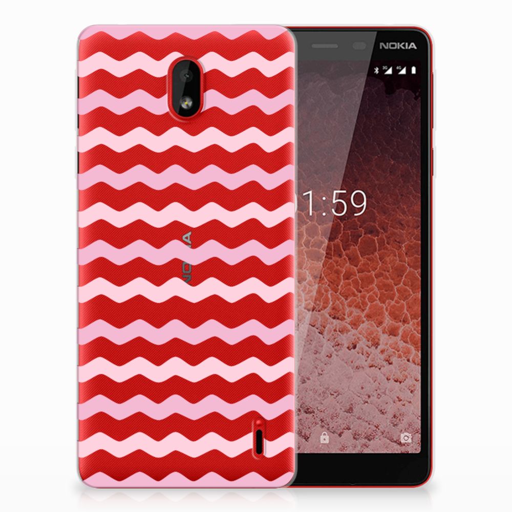 Nokia 1 Plus TPU bumper Waves Roze