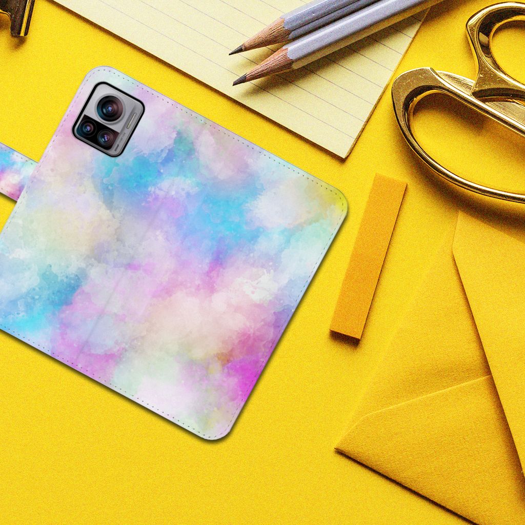 Hoesje Motorola Edge 30 Ultra Watercolor Light in pastel kleuren met unieke watercolor design