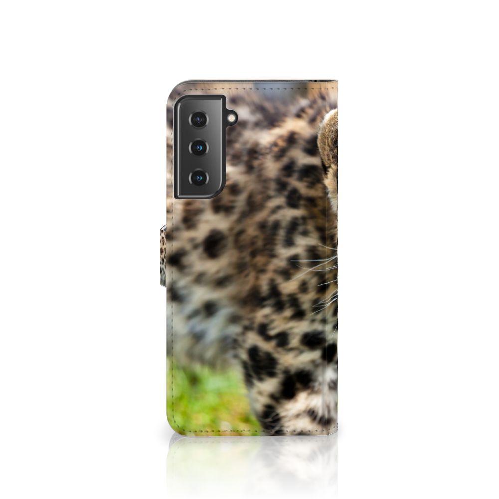 Samsung Galaxy S21 Plus Telefoonhoesje met Pasjes Baby Luipaard