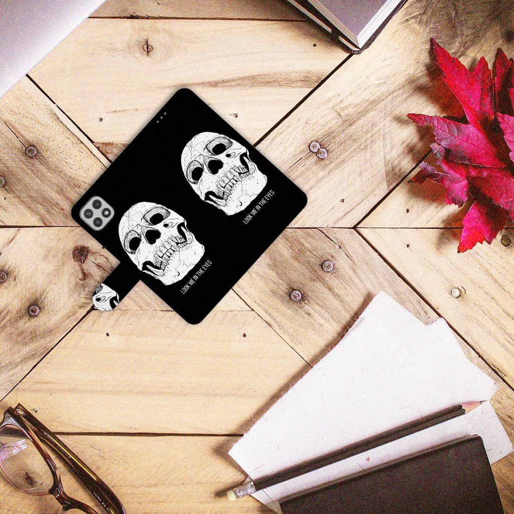 Telefoonhoesje met Naam Samsung Galaxy A22 5G Skull Eyes