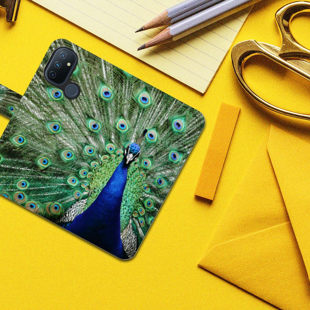 OnePlus Nord N100 Telefoonhoesje met Pasjes Pauw