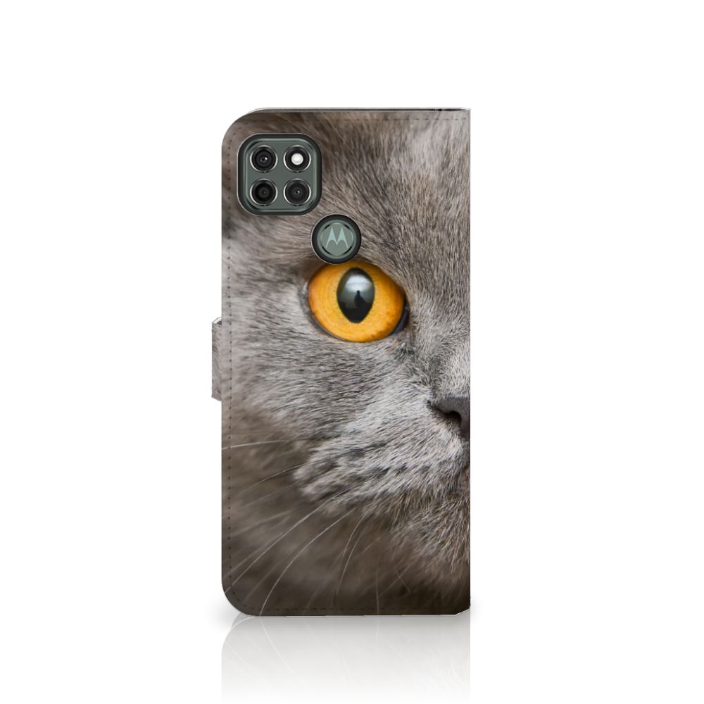 Telefoonhoesje met Pasjes Motorola Moto G9 Power Britse Korthaar met indrukwekkende kattenprint.