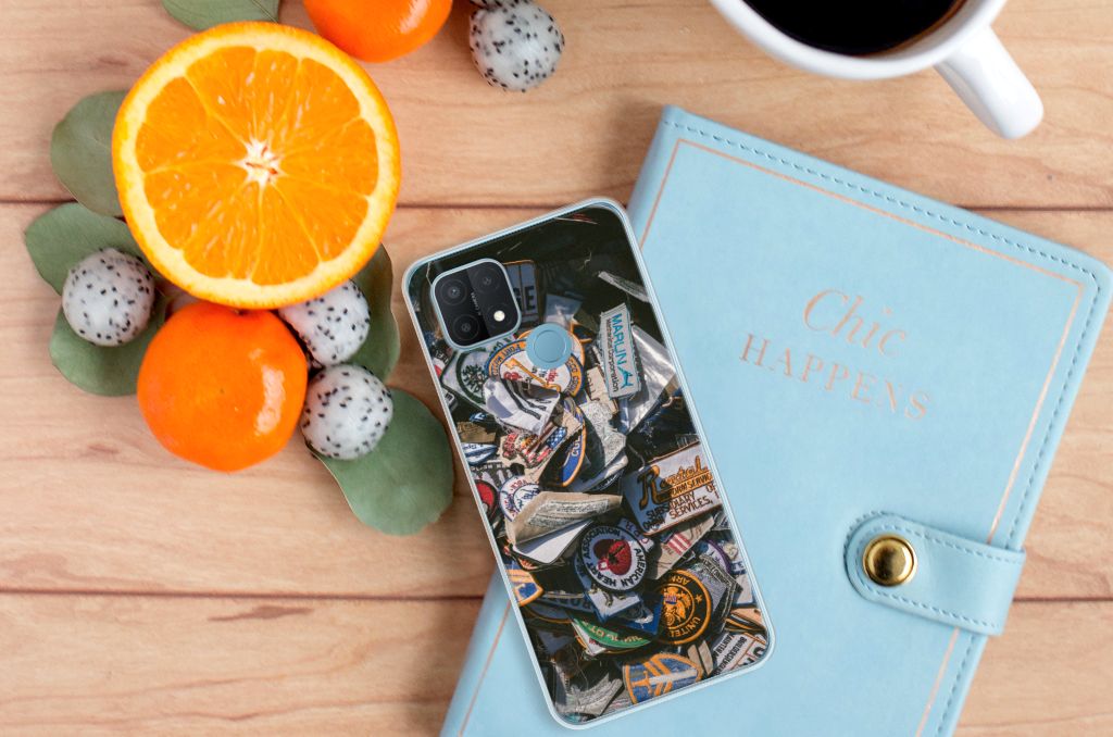 OPPO A15 Siliconen Hoesje met foto Badges B2C Telecom