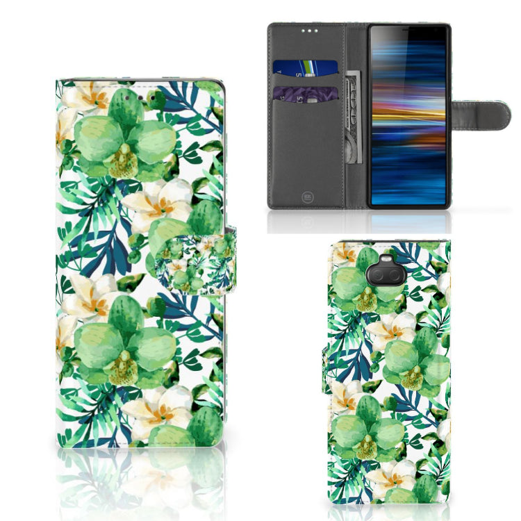 Sony Xperia 10 Hoesje Orchidee Groen