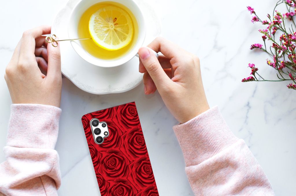 Samsung Galaxy A32 4G | A32 5G Enterprise Editie Smart Cover Red Roses - B2C Telecom