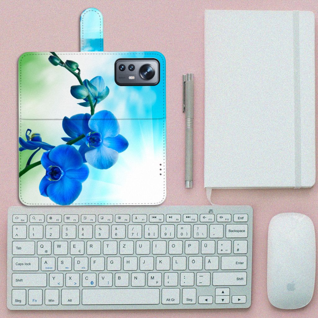 Xiaomi 12 Pro Hoesje Orchidee Blauw - Cadeau voor je Moeder