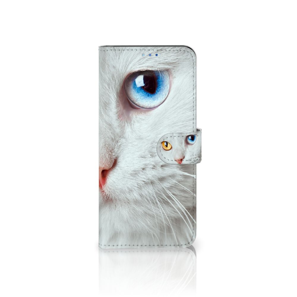 OPPO Find X3 Neo 5G Telefoonhoesje met Pasjes Witte Kat