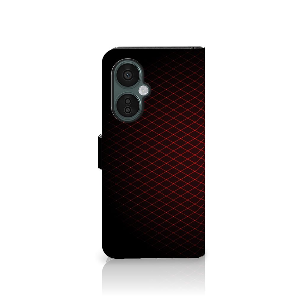 OnePlus Nord CE 3 Lite Telefoon Hoesje Geruit Rood met geometrisch design op zwart