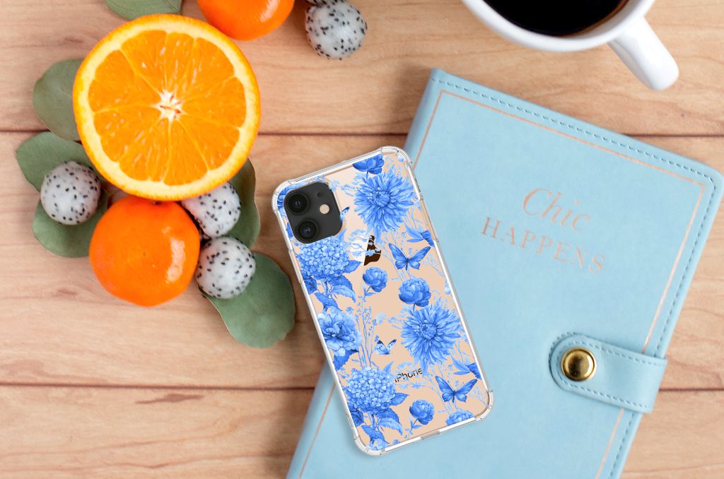 Case voor Apple iPhone 11 Flowers Blue B2C Telecom
