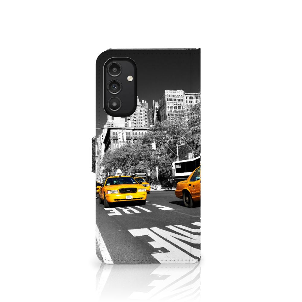 Samsung Galaxy A14 5G Flip Cover New York Taxi design with iconic yellow taxi in black and white.