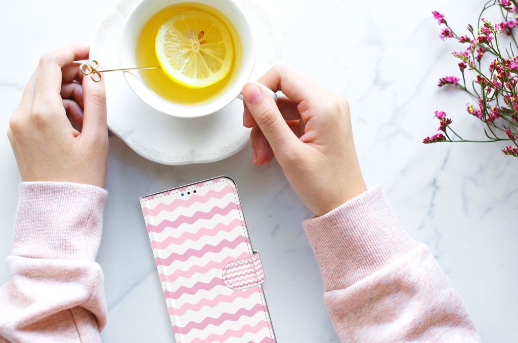 Motorola Moto G9 Play | E7 Plus Telefoon Hoesje Waves Roze