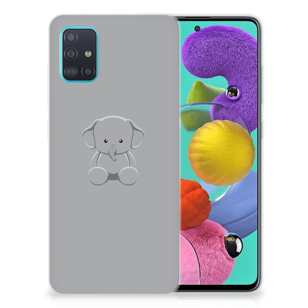 Samsung Galaxy A51 Telefoonhoesje met Naam Grijs Baby Olifant