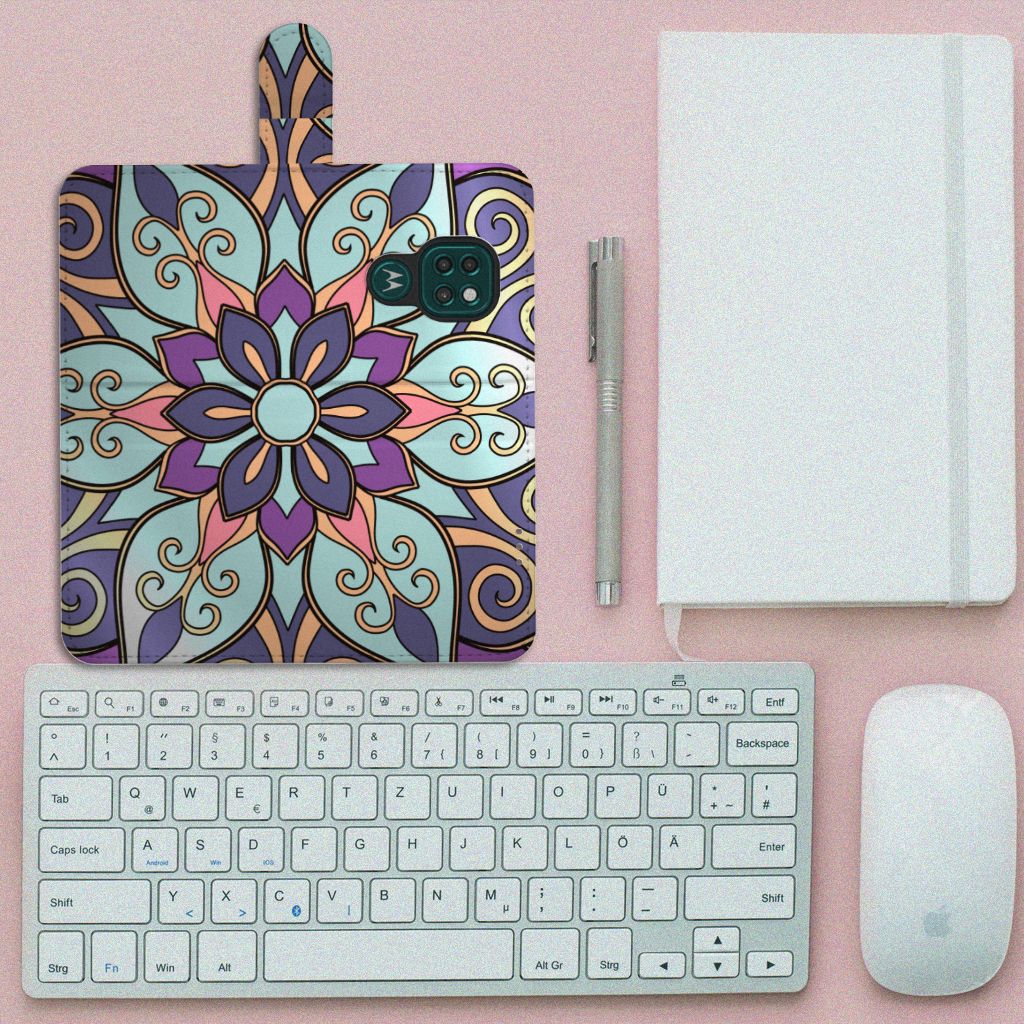Motorola Moto G9 Play | E7 Plus Hoesje Purple Flower