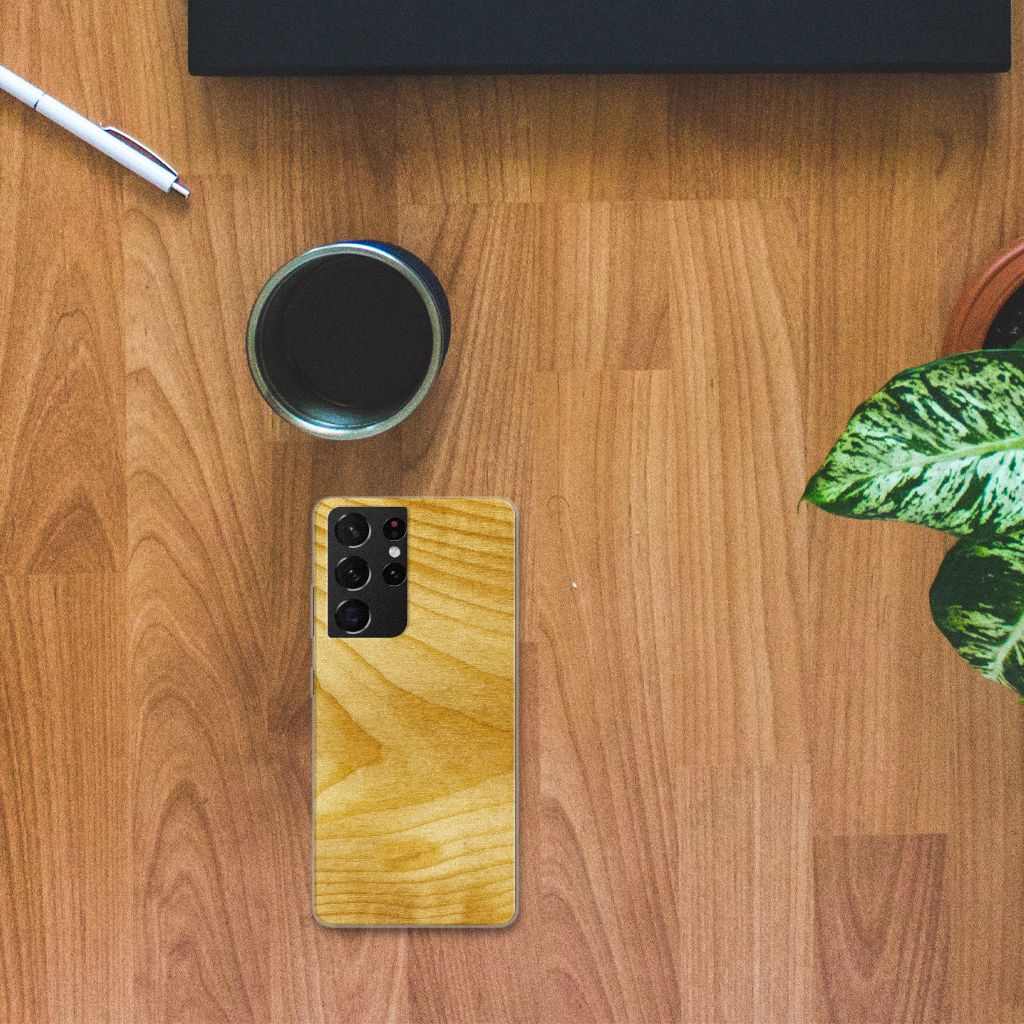 Samsung Galaxy S21 Ultra Bumper Hoesje Licht Hout B2C Telecom