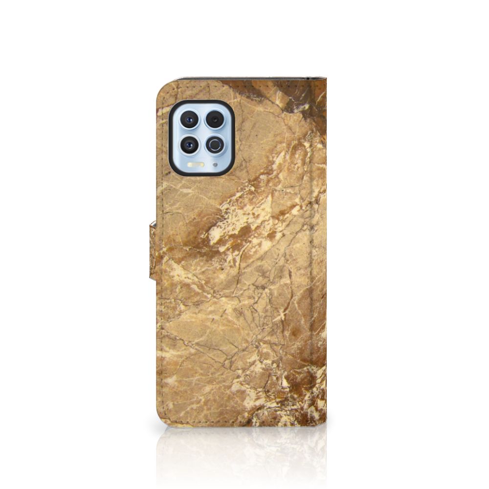 Motorola Moto G100 Bookcase Marmer Creme met luxe marmerlook en sterke bescherming voor je telefoon.