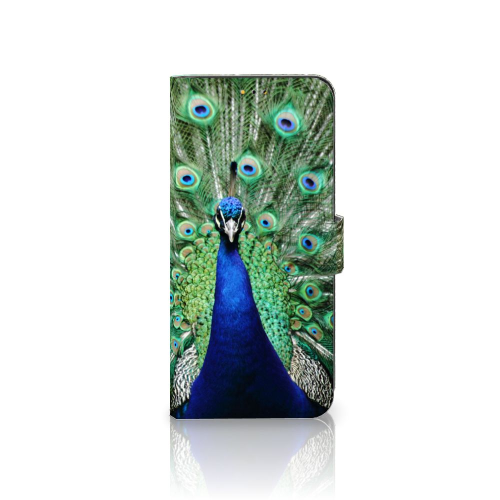 Samsung Galaxy A14 5G Telefoonhoesje met Pasjes Pauw met prachtig pauwenontwerp