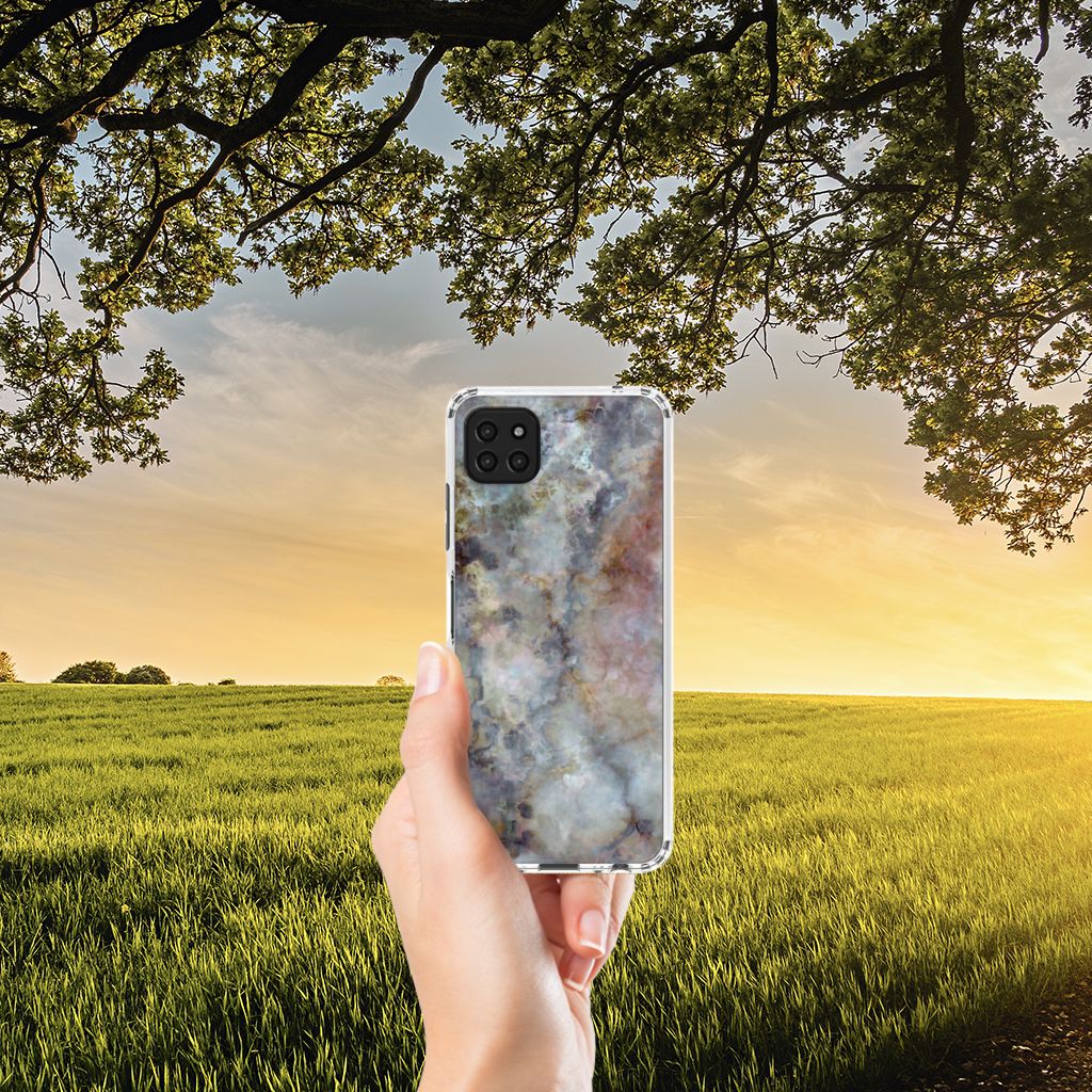 Samsung Galaxy A22 5G Anti-Shock Hoesje Marmer Grijs B2C Telecom