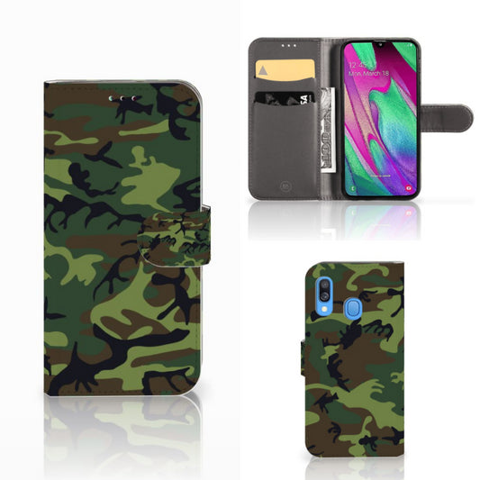 Samsung Galaxy A40 Telefoon Hoesje Army Dark