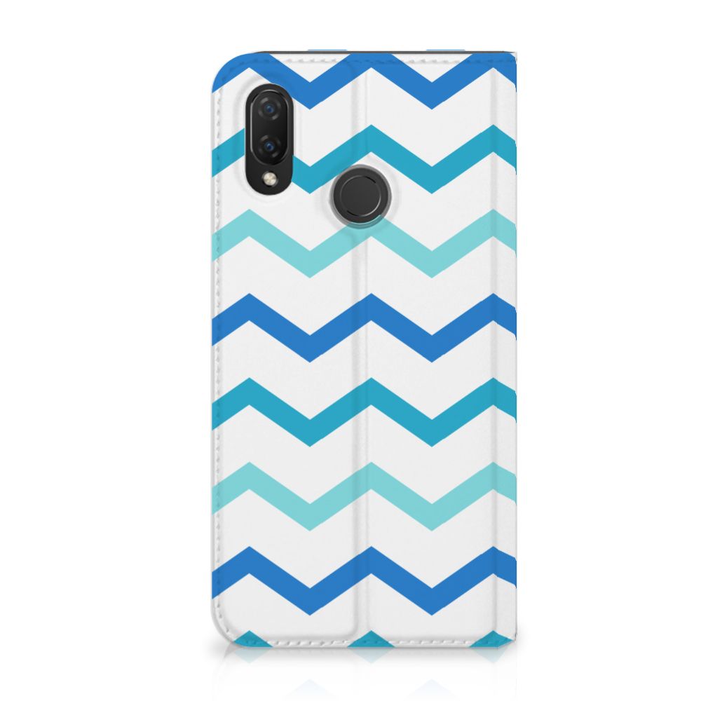 Huawei P Smart Plus Hoesje met Magneet Zigzag Blauw