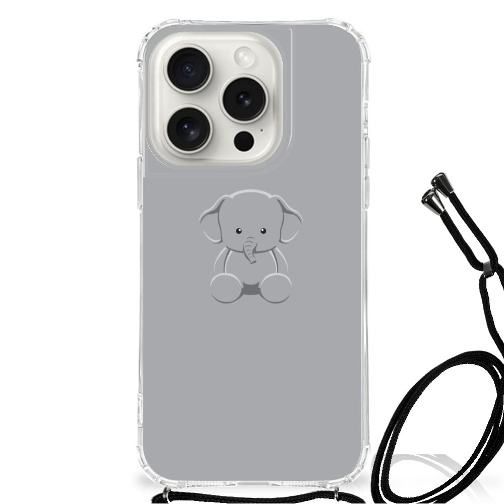 iPhone 15 Pro Stevig Bumper Hoesje Grijs Baby Olifant B2C Telecom