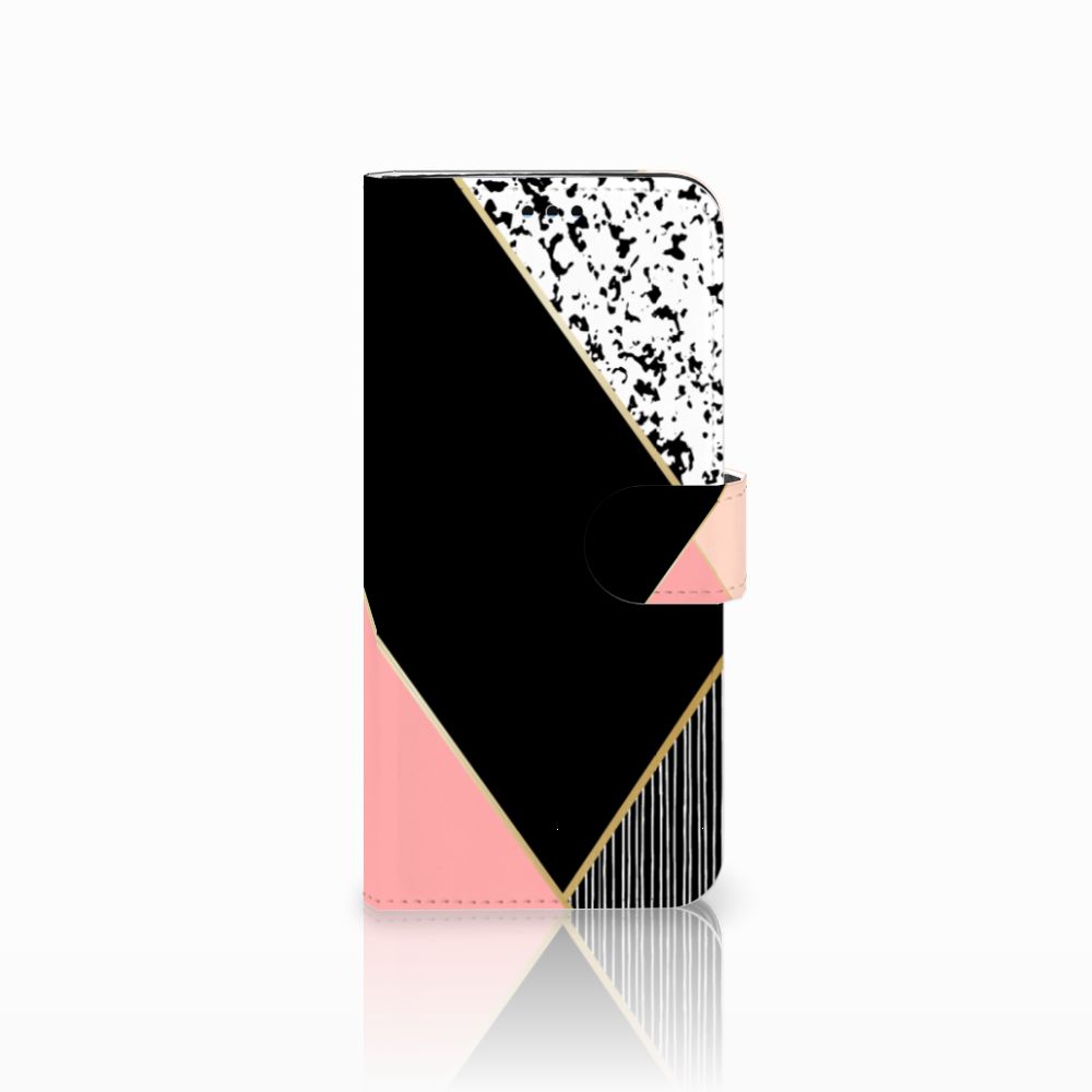 Samsung Galaxy S9 Plus Book Case Zwart Roze Vormen