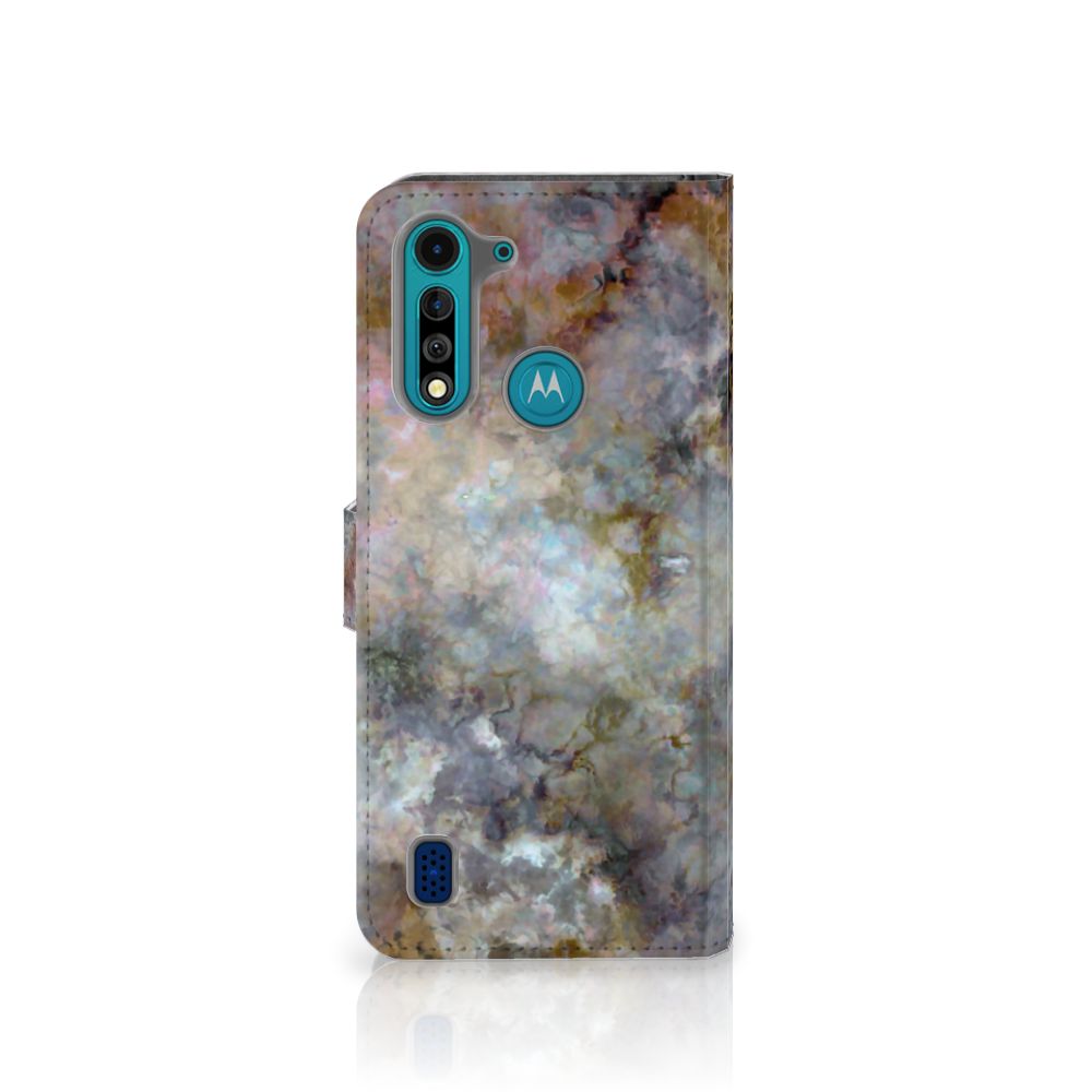 Motorola G8 Power Lite Bookcase Marmer Grijs