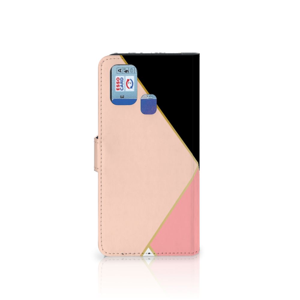 Samsung Galaxy M31 Book Case Zwart Roze Vormen