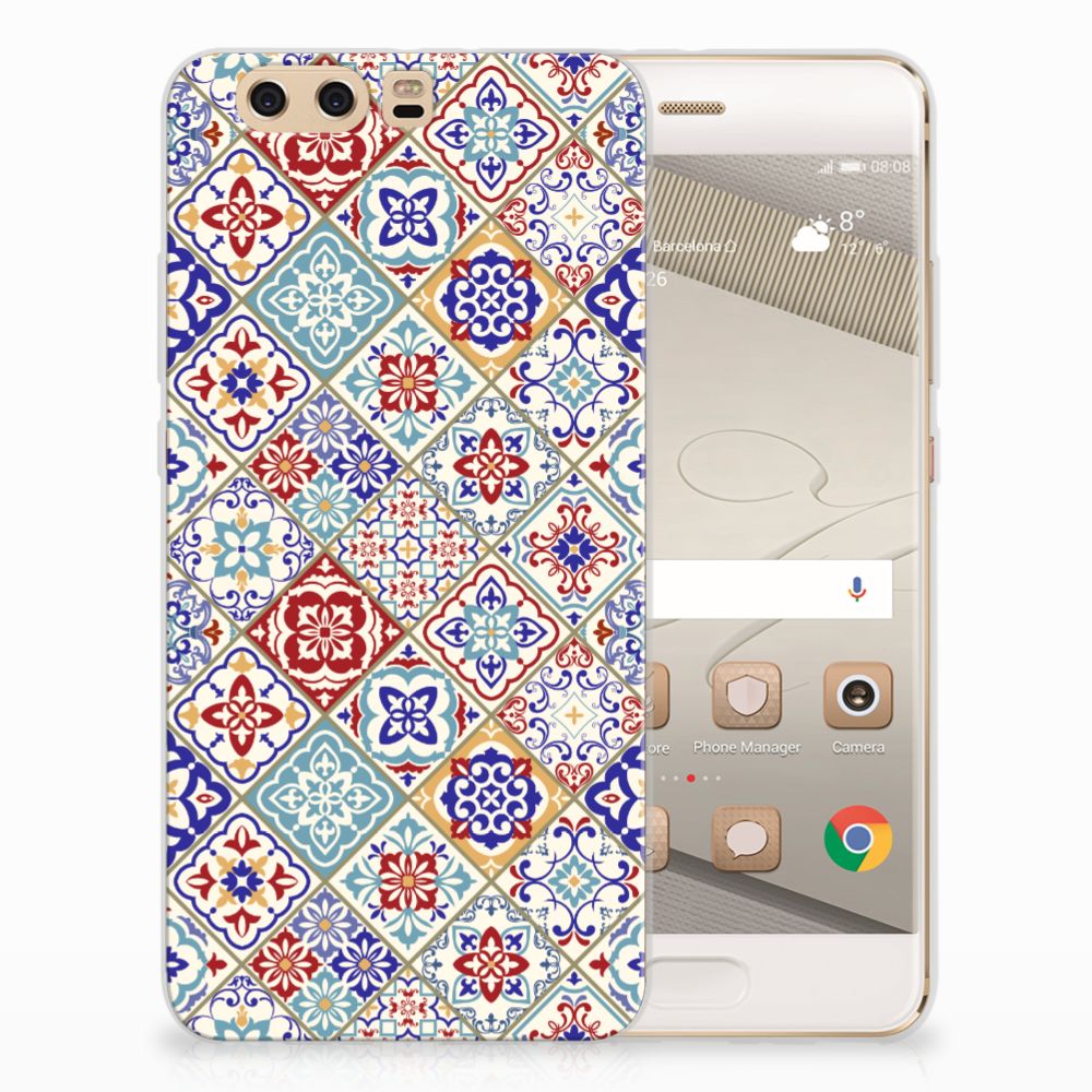 Huawei P10 Plus TPU Siliconen Hoesje Tiles Color