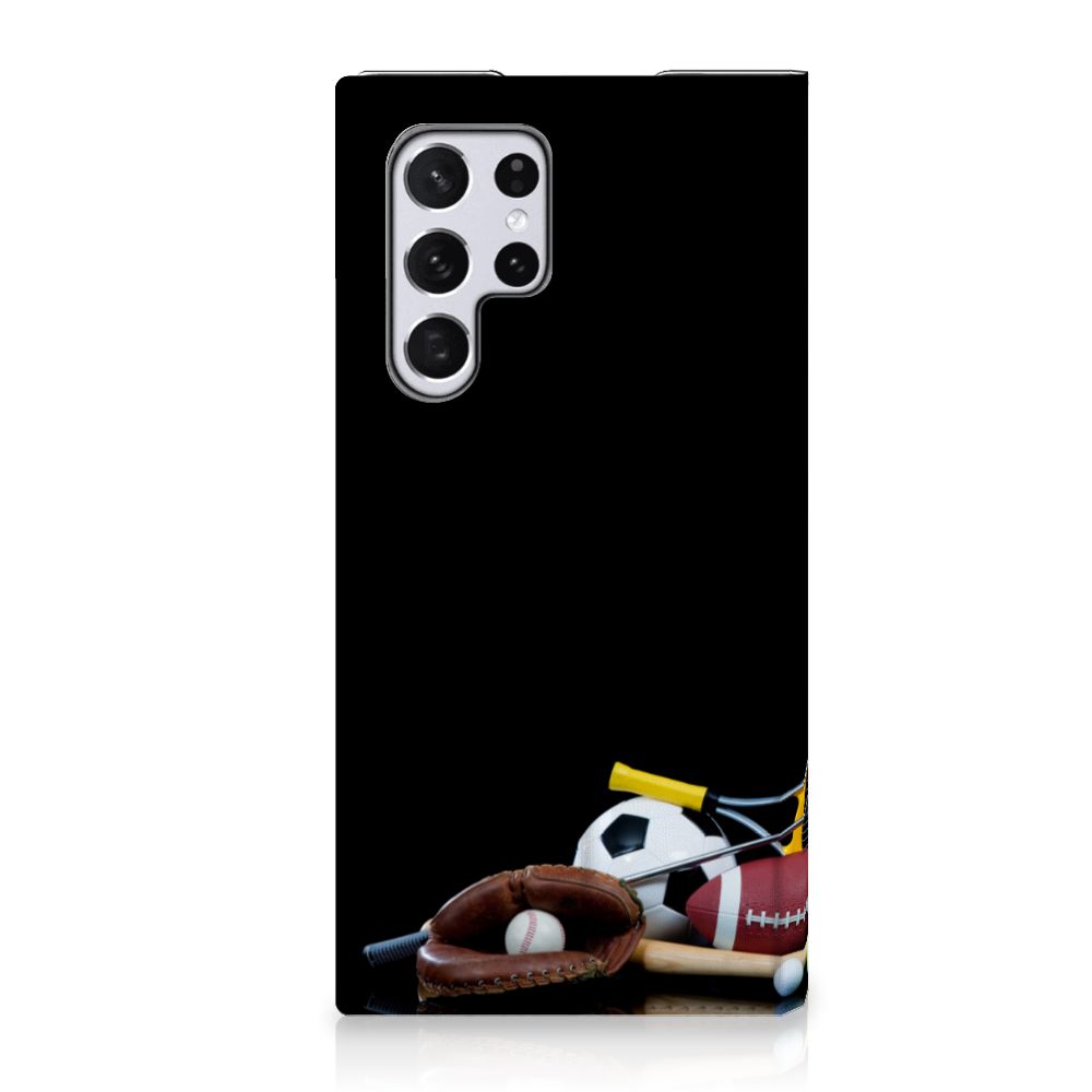 Samsung Galaxy S22 Ultra Hippe Standcase Sports design featuring various sports equipment.