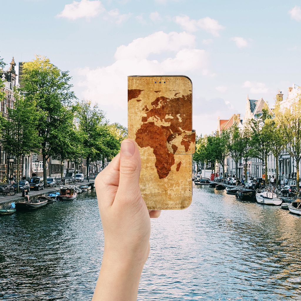 Samsung Galaxy A30 Flip Cover Wereldkaart