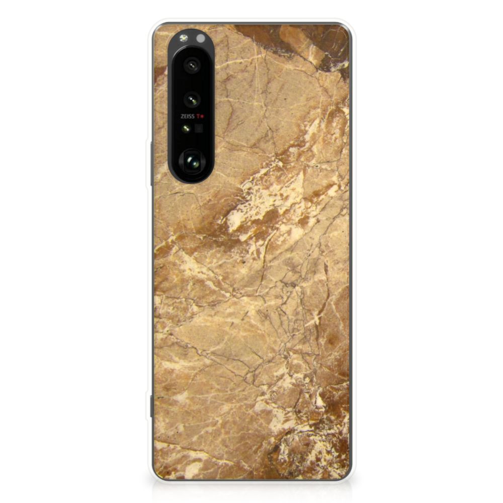 Sony Xperia 1 III TPU Siliconen Hoesje Marmer Creme B2C Telecom