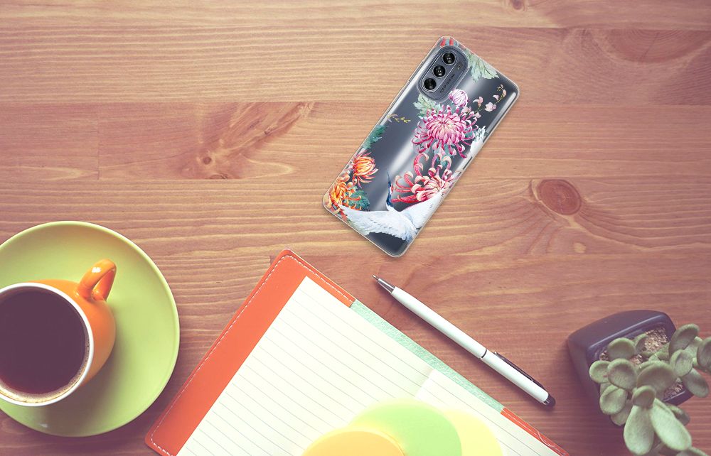 Motorola Moto G62 5G TPU Hoesje Bird Flowers B2C Telecom