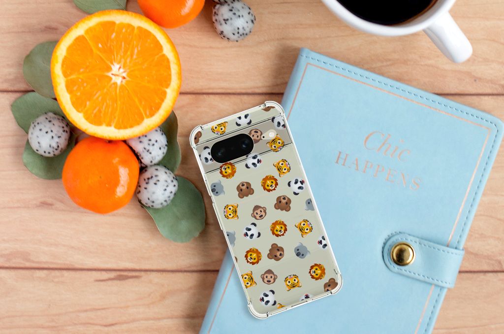 Doorzichtige Silicone Hoesje voor Google Pixel 8 Dieren Emojis B2C Telecom