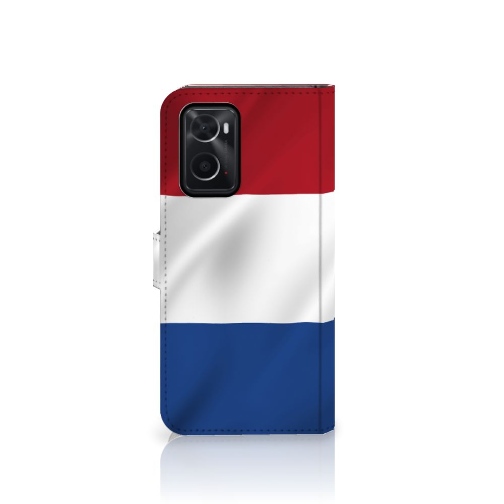 OPPO A76 | A96 Bookstyle Case Nederlandse Vlag met uniek ontwerp in de kleuren van de Nederlandse vlag.